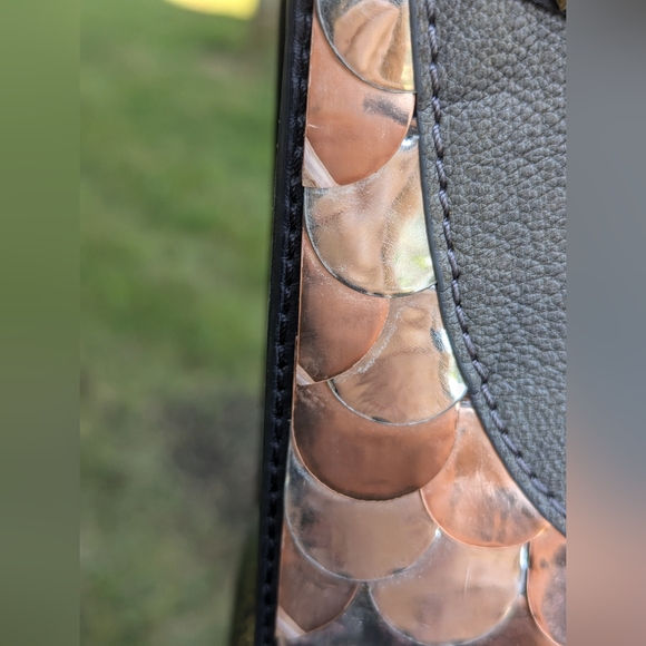 Kate Spade Owl Leather Shoulder Bag Black Gold Copper Silver Feathers GUC RARE - Picture 15 of 15